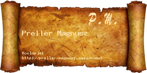 Preller Magnusz névjegykártya